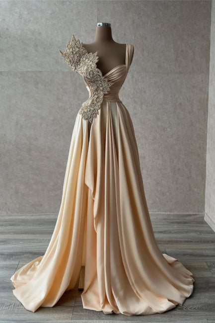 Classic Sleeveless A-line Prom Dresses Long With Side Split-Dbrbridal