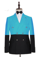 Classy Gorgeous Blue Double Breasted Slim Fit Men Suits Online-Dbrbridal