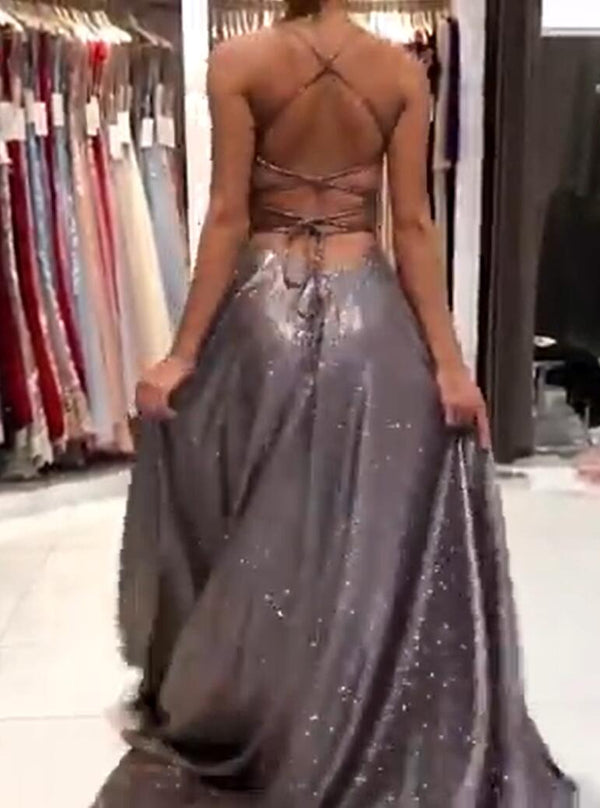 Classy V-Neck Long Evening Prom Dress On Sale Spaghetti-Straps-Dbrbridal