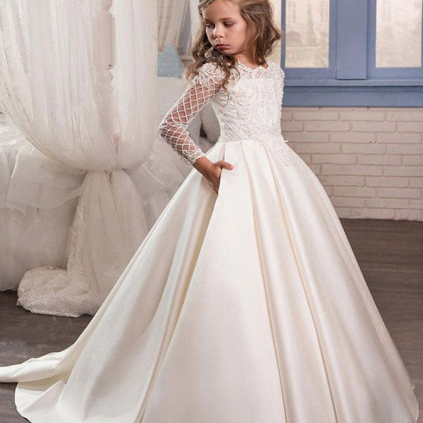 long communion dresses Cute Kids Sleeve Lace First – Dbrbridal inalsale Bebe Women's Colorblock Square-Neck As in the photo Colors:Cobalt