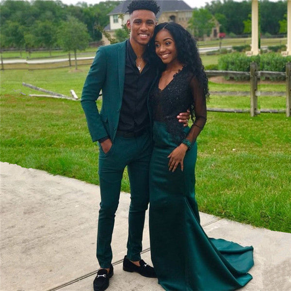 Dark Green 2-Piece Notch Lapel New Arrival Prom Suits Online-Dbrbridal