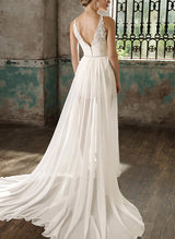 Detachable Lace Sleeveless Wedding Dresses-Dbrbridal