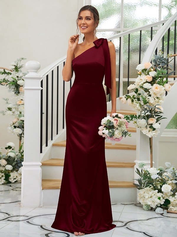 Elegant Bowknot One Shoulder Sleeveless Bridesmaid Dresses Dbrbridal Elegant Bowknot One Shoulder Sleeveless Bridesmaid Dresses Dbrbridal
