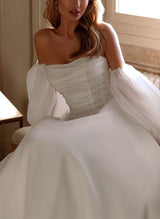 Elegant Organza Wedding Dress Beaded Chic A-line Silhouette-Dbrbridal