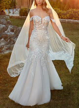 Elegant Sweetheart Court Train Lace Wedding Dress Mermaid Fitted-Dbrbridal