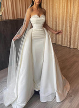 Elegant Sweetheart Detachable Train Lace Sleeves Wedding Dresses-Dbrbridal
