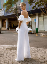 Elegant Sweetheart Sheath Wedding Dress Short Sleeves Floor-Length Hem-Dbrbridal