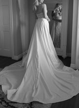 Elegant Sweetheart Sleeveless Lace Wedding Dress Bows-Dbrbridal