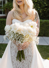 Elegant Sweetheart Sleeveless Lace Wedding Dress Bows-Dbrbridal