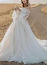 Elegant Tulle Wedding Dresses Appliques Lace Chic A-line Elegant Sweetheart Sleeveless-Dbrbridal