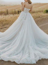 Elegant Tulle Wedding Dresses Appliques Lace Chic A-line Elegant Sweetheart Sleeveless-Dbrbridal