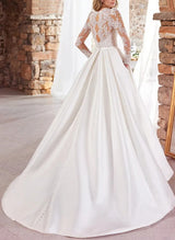 Elegant Wedding Dresses Lace Satin-Dbrbridal