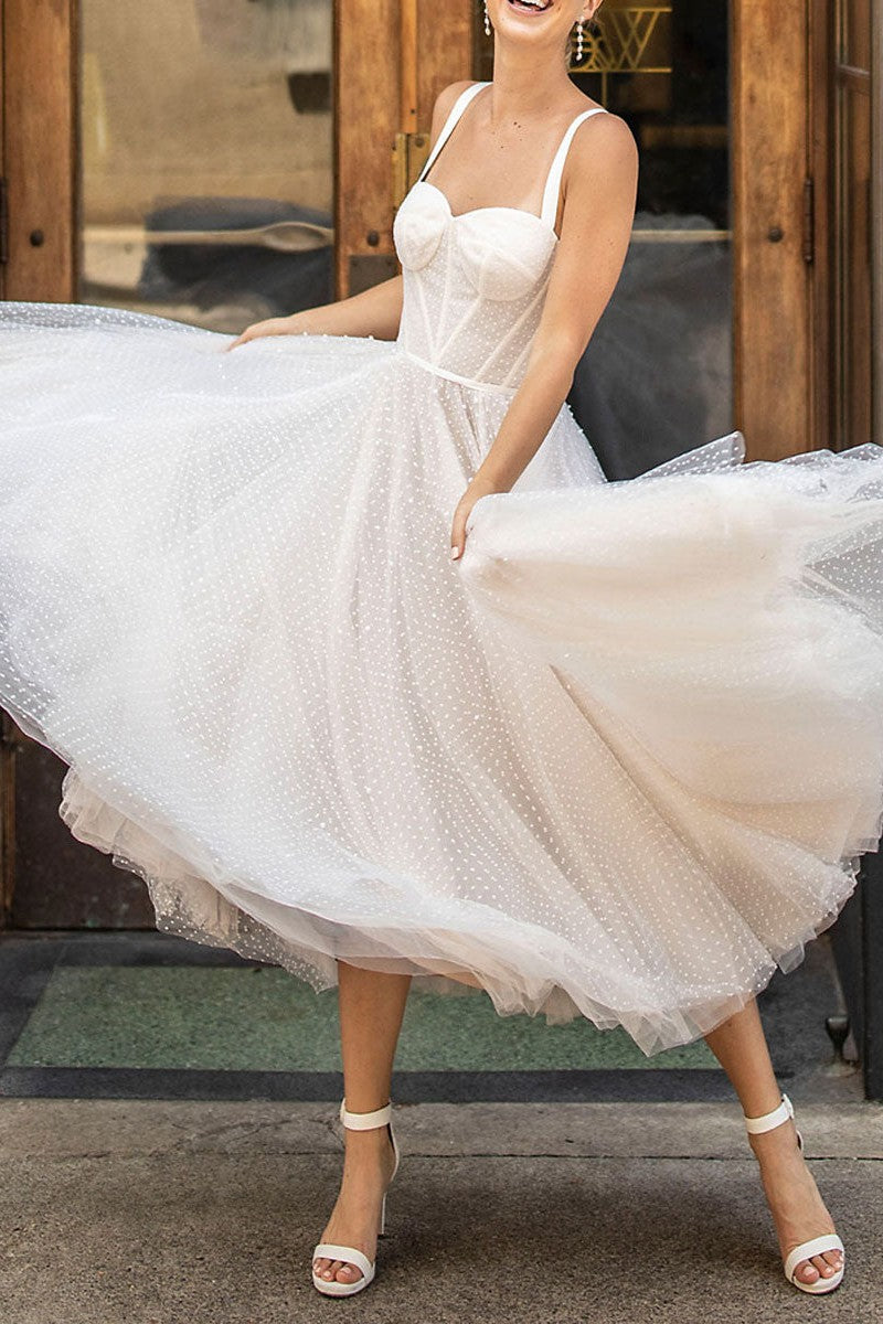 knee length dresses for ladies White Bridal Short Dress T-Length A-line Sweetheart Pearls Spaghetti Straps Tea Length Dress Dbrbridal knee length dresses for ladies White Bridal Short Dress T-Length A-line Sweetheart Pearls Spaghetti Straps Tea Length Dress Dbrbridal