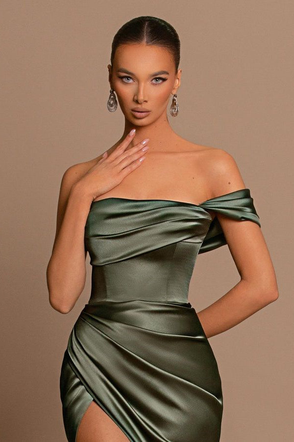 Glamorous Off-the-Shoulder Prom Dresses Mermaid Long With Split-Dbrbridal