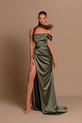 Glamorous Off-the-Shoulder Prom Dresses Mermaid Long With Split-Dbrbridal