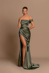 Glamorous Off-the-Shoulder Prom Dresses Mermaid Long With Split-Dbrbridal