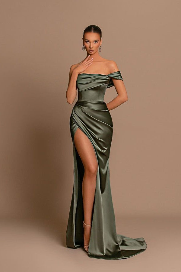 Glamorous Off-the-Shoulder Prom Dresses Mermaid Long With Split-Dbrbridal