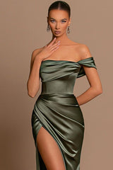 Glamorous Off-the-Shoulder Prom Dresses Mermaid Long With Split-Dbrbridal