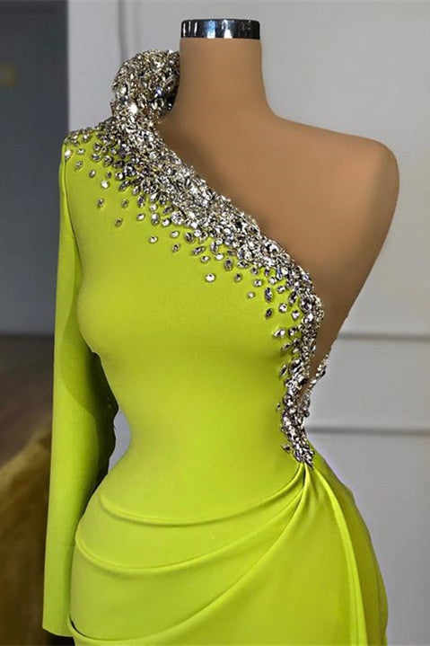 Glamorous One Shoulder Long Sleeves Mermaid Evening Dress With Beadings-Dbrbridal