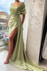 Glamorous Portrait A Line Evening Party Gowns With Ruffles Long-Dbrbridal