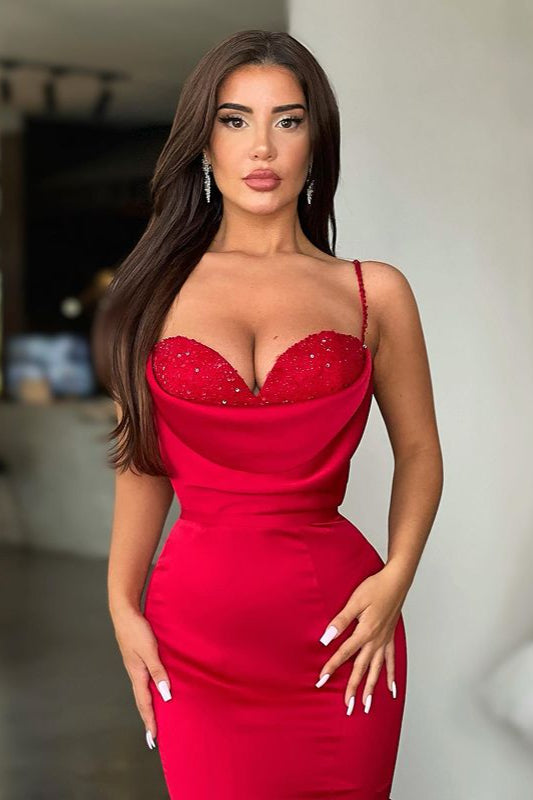 Glamorous Red Mermaid Prom Dress Long On Sale Spaghetti-Straps-Dbrbridal