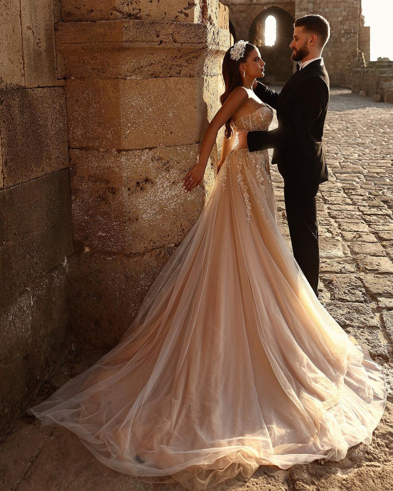 Glamorous Sweetheart Long Glitter Lace Bridal Gown Long Slit Online Dbrbridal Glamorous Sweetheart Long Glitter Lace Bridal Gown Long Slit Online Dbrbridal