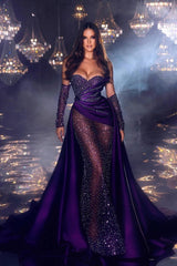 Glamorous Sweetheart Sleeveless Evening Party Gowns With Ruffles Long-Dbrbridal
