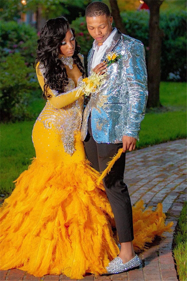 Glitter Silver Sequins Two Piece New Arrival Prom Mens Suits-Dbrbridal