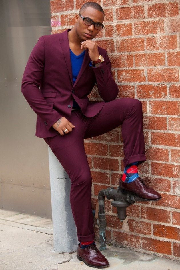 Gorgeous Bespoke Peaked Lapel Close Fitting Men's Prom Suits-Dbrbridal