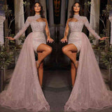 Gorgeous High Neck Prom Dress with Pearls and Ruffles-Dbrbridal