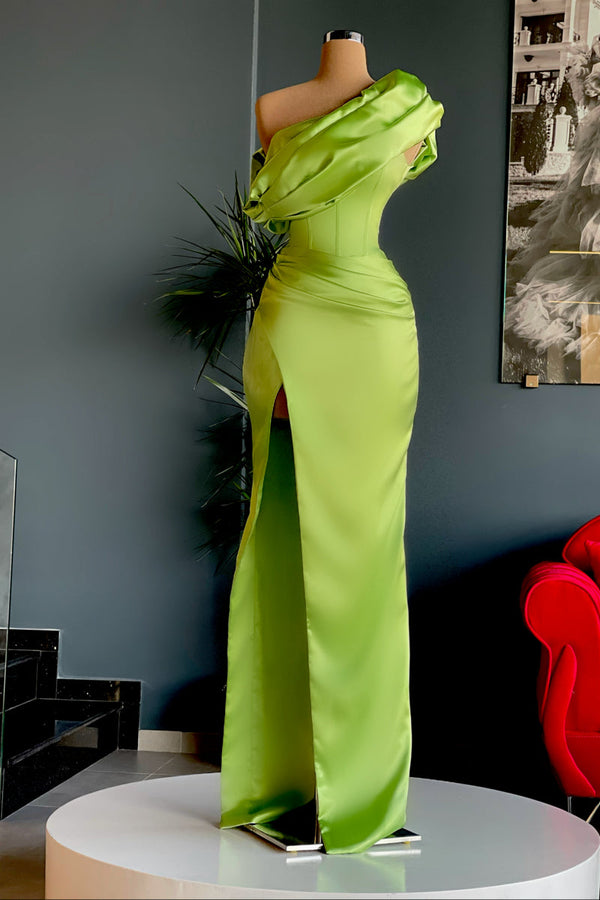 Gorgeous Long Evening Prom Dress With Split One Shoulder-Dbrbridal