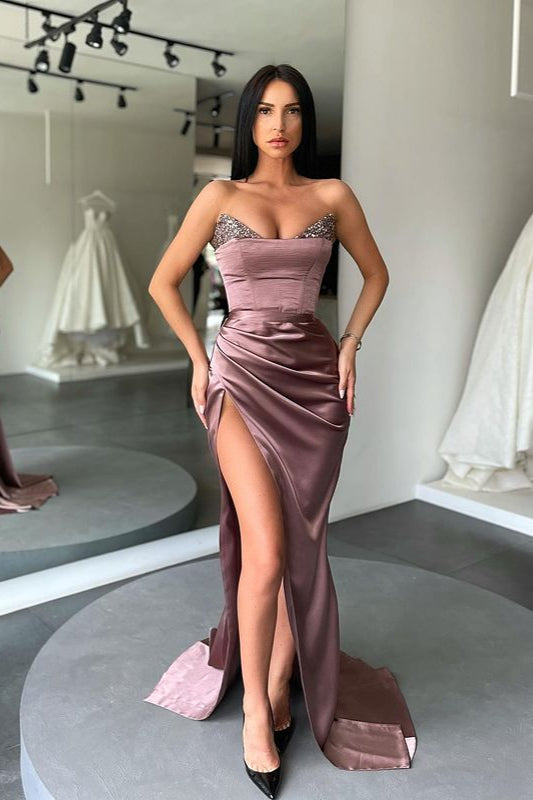 Gorgeous Mermaid Long Prom Dress With Split Sequins-Dbrbridal