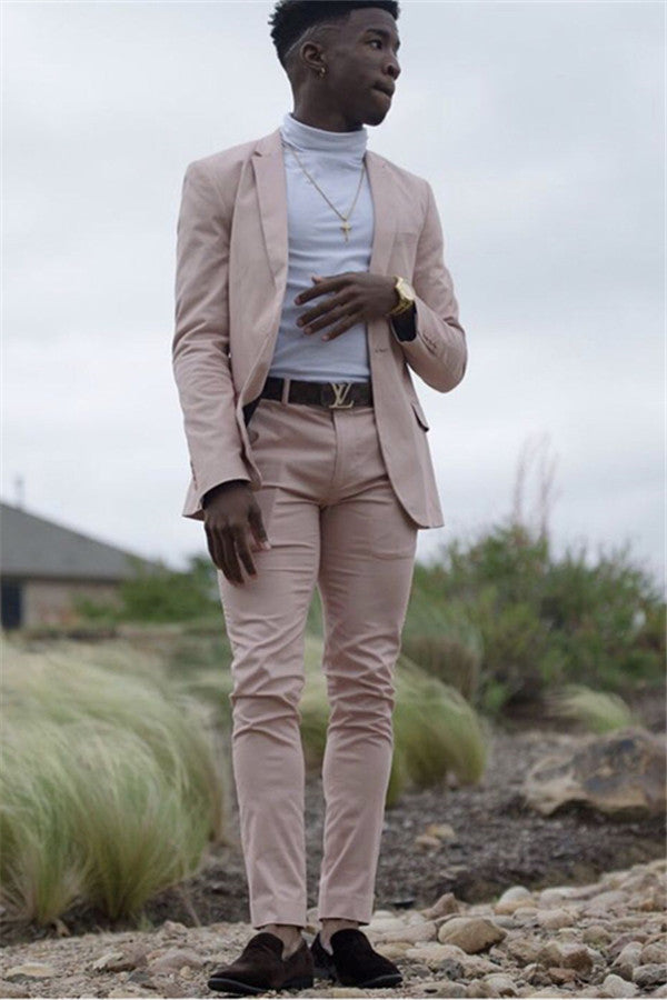 Gorgeous Pink Slim Fit Prom Men Suit Two Piece Prom Suit Online-Dbrbridal