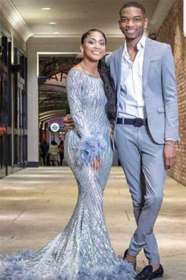 High Quality Sky Blue Two Piece Prom Suits Online-Dbrbridal