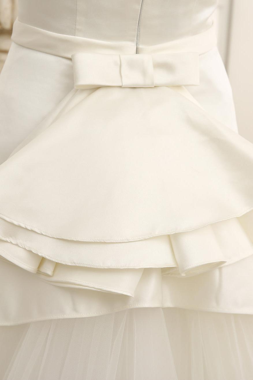 Off The Shoulder Ivory Ruched A Line Wedding Dress