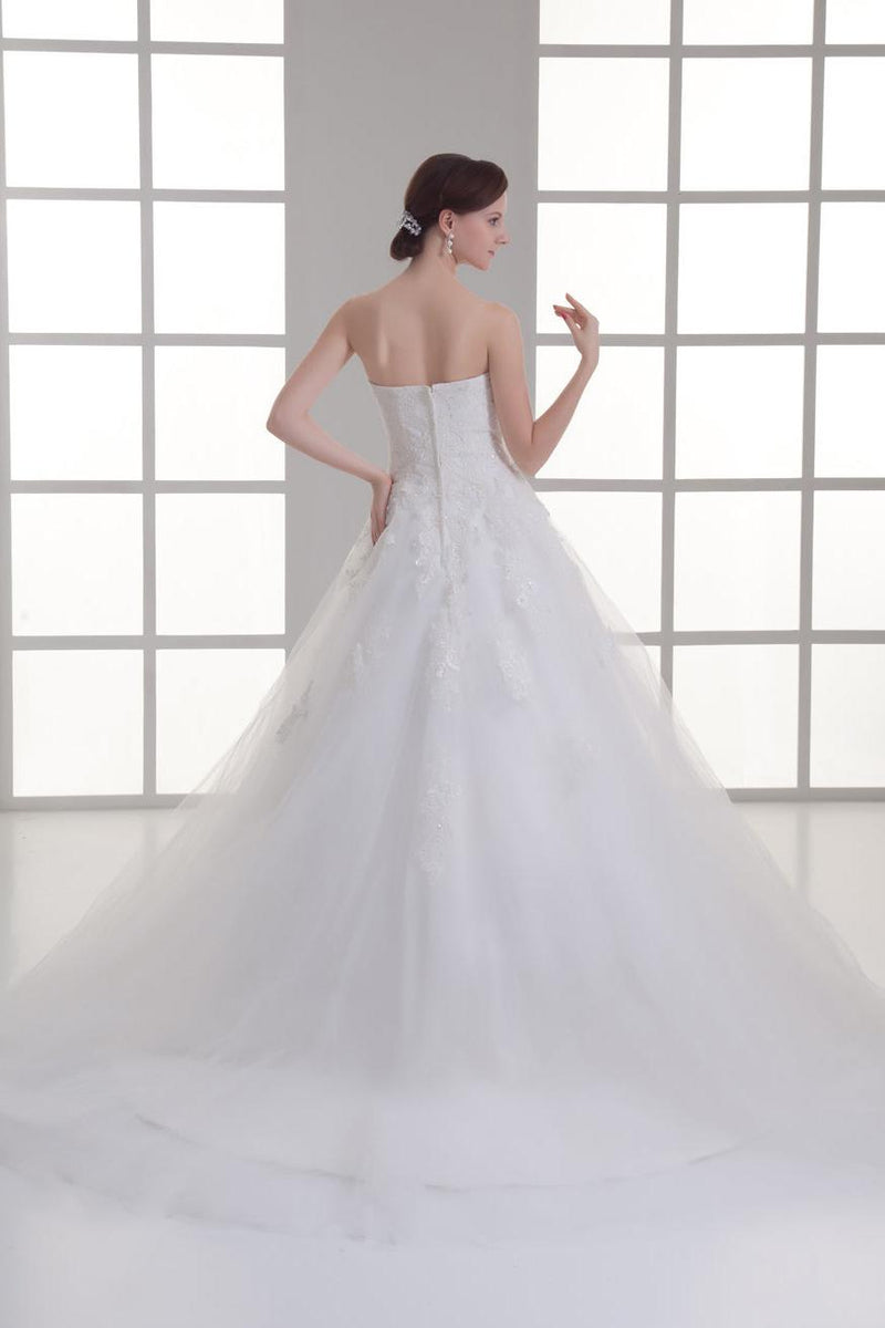Ivory Sweetheart Neck Strapless Beading Net Wedding Dress-Dbrbridal