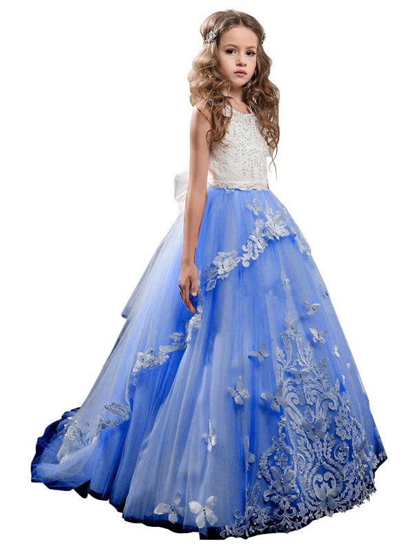 Kids Butterfly Bowknot Sleeveless Catwalk Princess Dress