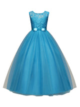Jewel Neck Sleeveless Floor Length Bows Formal flower girl dress-Dbrbridal