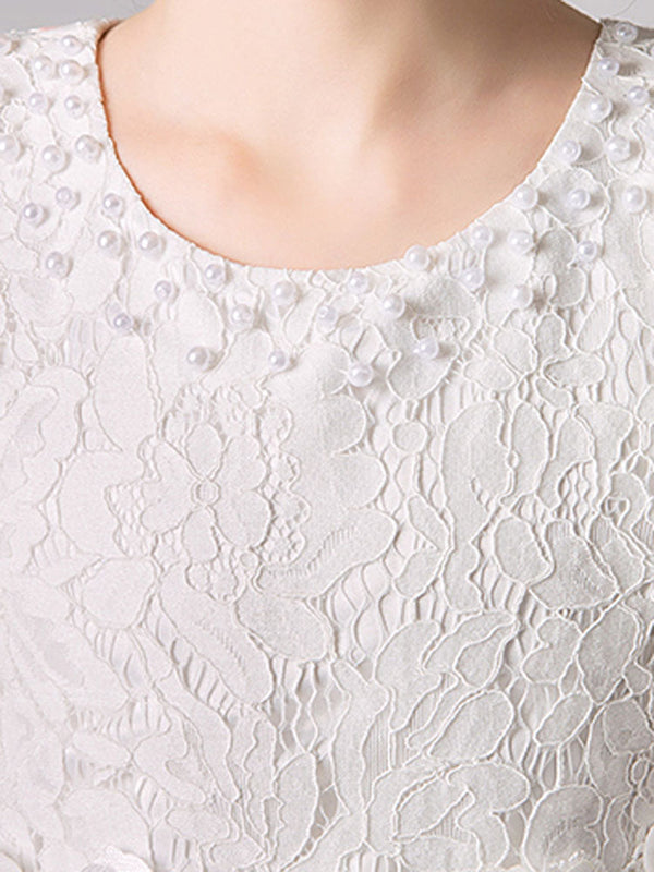 Jewel Neck Tulle Knee-length Princess Flowers Formal Kids Pageant flower girl dresses-Dbrbridal