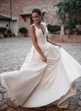 Lace Ball-Gown V-neck Wedding Dresses-Dbrbridal