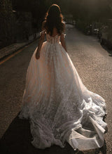 Lace Wedding Dress Detachable Sleeve-Dbrbridal