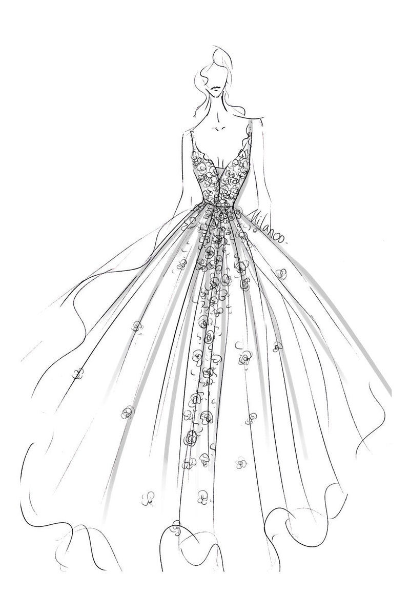 Lace Wedding Dresses A-line Chic V-Neck Sleeveless Appliqued Bridal Gowns With Train-Dbrbridal