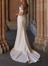 Lace Wedding Dresses Sleeveless Sweep Train-Dbrbridal