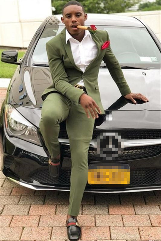 Lime Green One Button Slim Fit Men Prom Outfits-Dbrbridal
