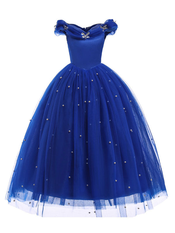 Little Girls Royal Blue flower girl dress Princess Beaded Kids Pageant –  Dbrbridal