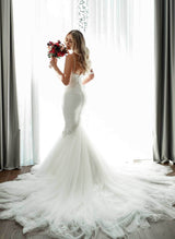Mermaid Fitted Elegant Sweetheart Wedding Dresses Beaded-Dbrbridal
