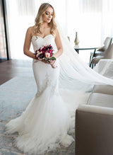 Mermaid Fitted Elegant Sweetheart Wedding Dresses Beaded-Dbrbridal