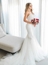 Mermaid Fitted Elegant Sweetheart Wedding Dresses Beaded-Dbrbridal