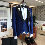 New Arrival Dark Blue New Arrival Bespoke Peaked Lapel Men Suits-Dbrbridal