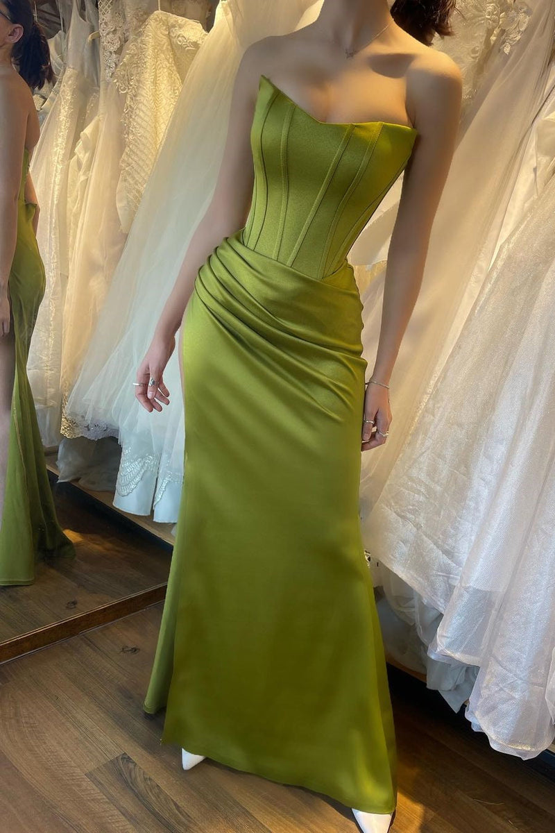 New Arrival Long Mermaid Strapless Evening Party Gowns-Dbrbridal